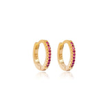 theia 12mm ruby gold hoop earring