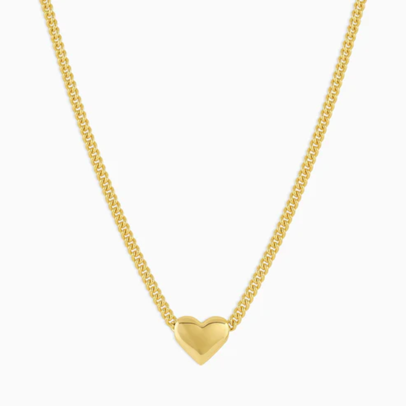 gorjana lou heart charm gold necklace