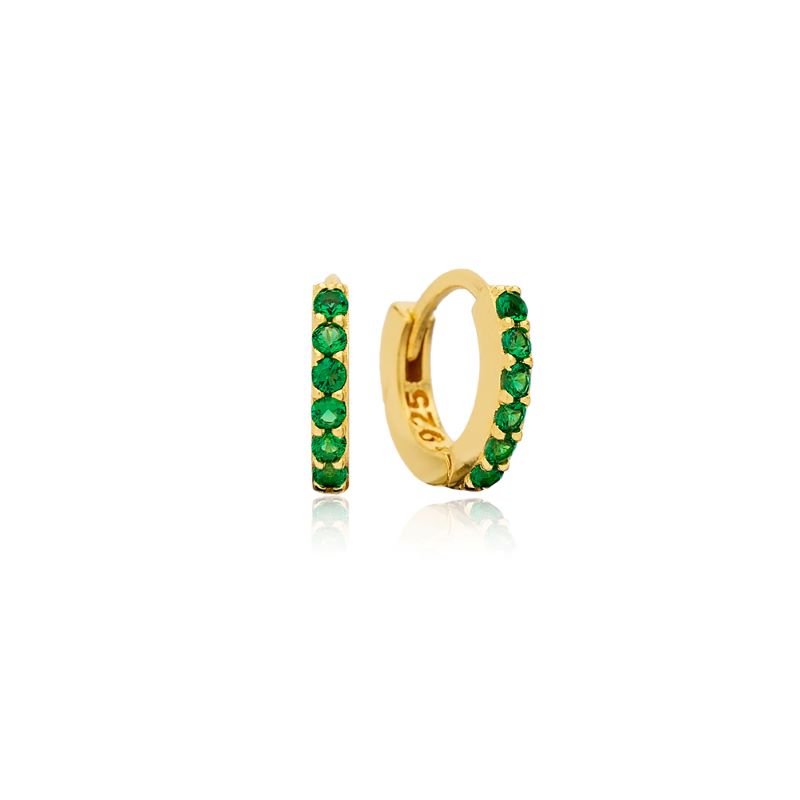 theia gold emerald stone huggie earring