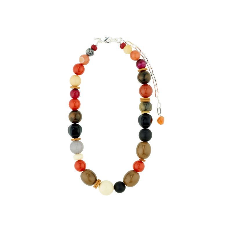 pilgrim sun silver multi coloured beaded necklace