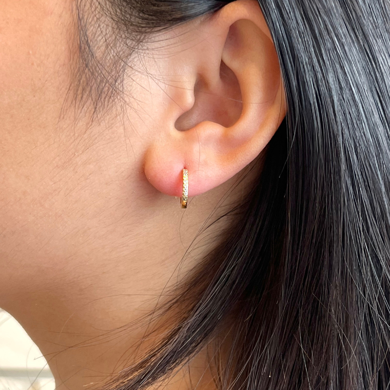 theia 12mm cz gold hoop earring