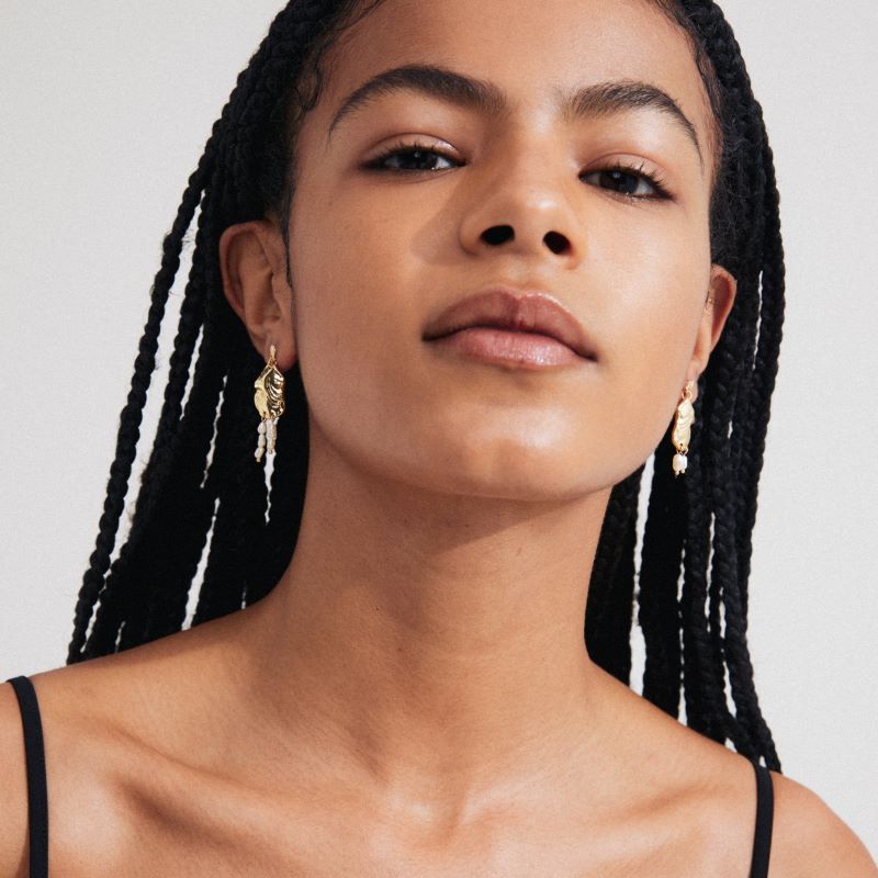 pilgrim bloom gold white earrings