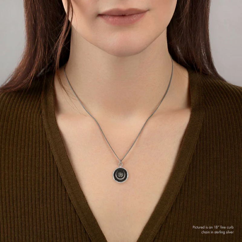 pyrrha lotus flower silver talisman necklace