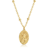 elizabeth stone petite gold vintage mother mary necklace