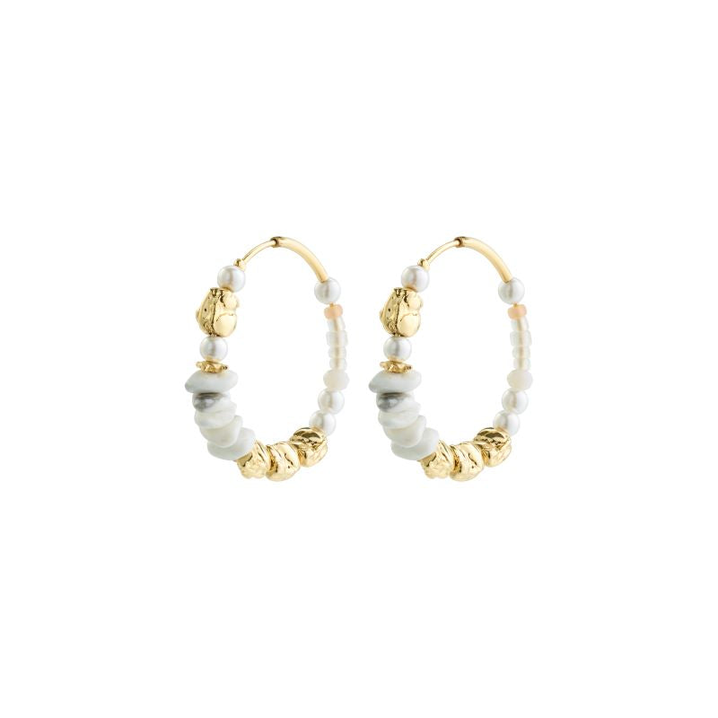 pilgrim force gold white hoop earring
