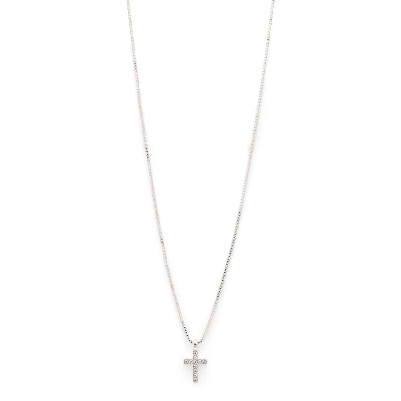 pilgrim clara cross silver crystal necklace