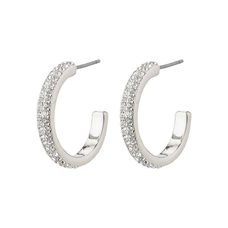 pilgrim heat silver crystal hoop earring