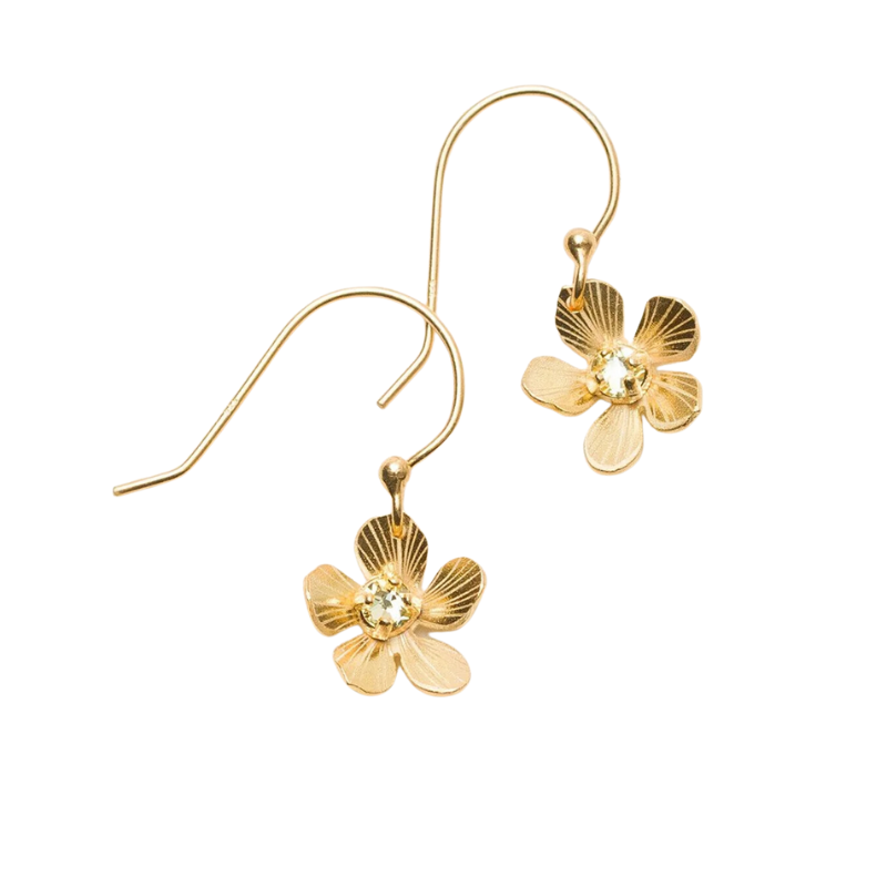 holly yashi petite plumeria gold champagne niobium earring