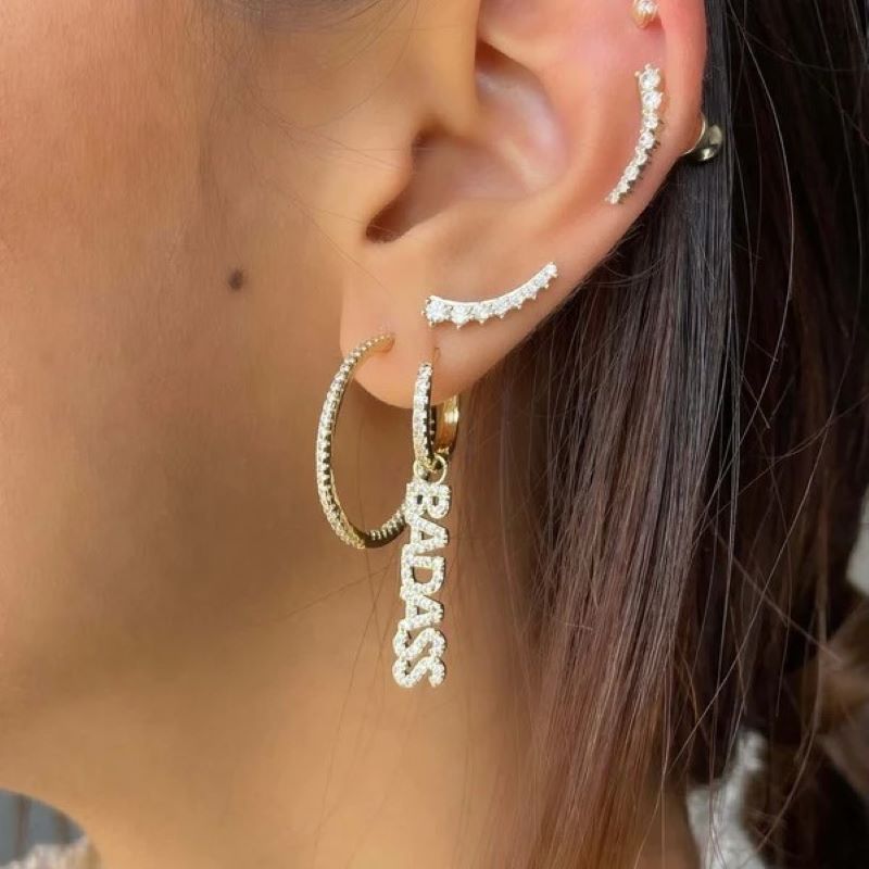 melinda maria badass 2" gold hoop earring