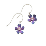 holly yashi petite plumeria purple rose drop  niobium earring