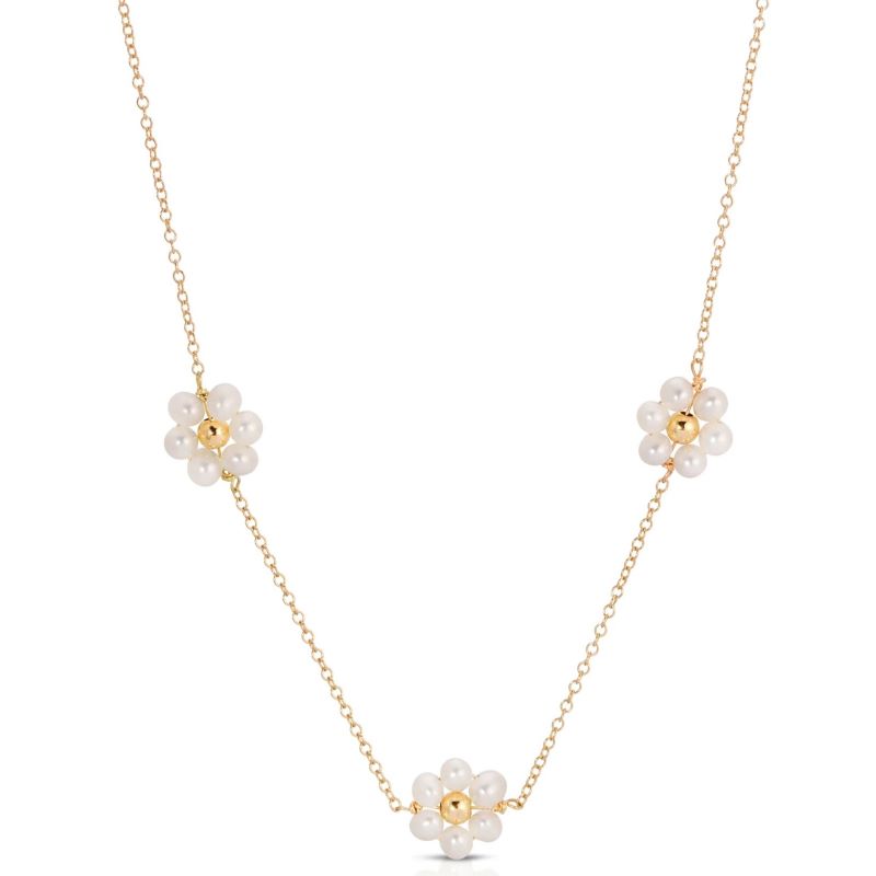 kozakh flores gold pearl choker necklace