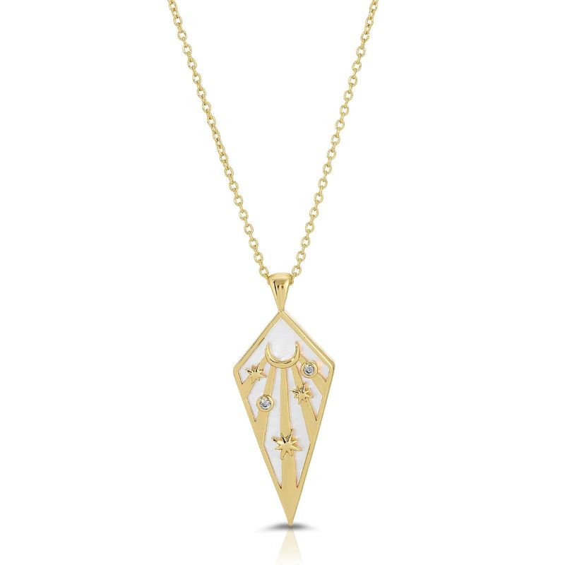 elizabeth stone moonshine pendant gold mother of pearl necklace