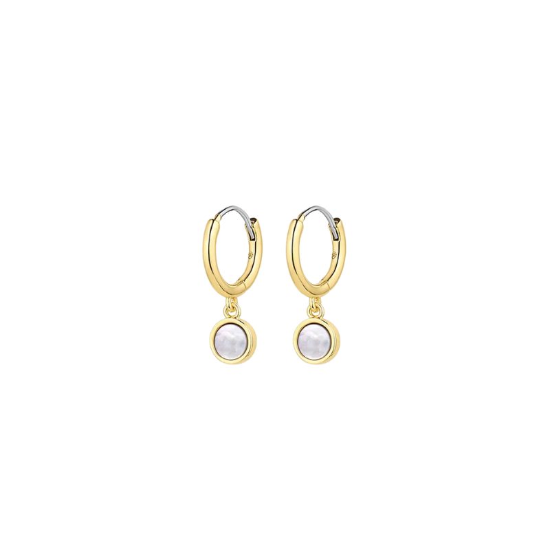 gorjana rose marble gold pearl coin huggie earring