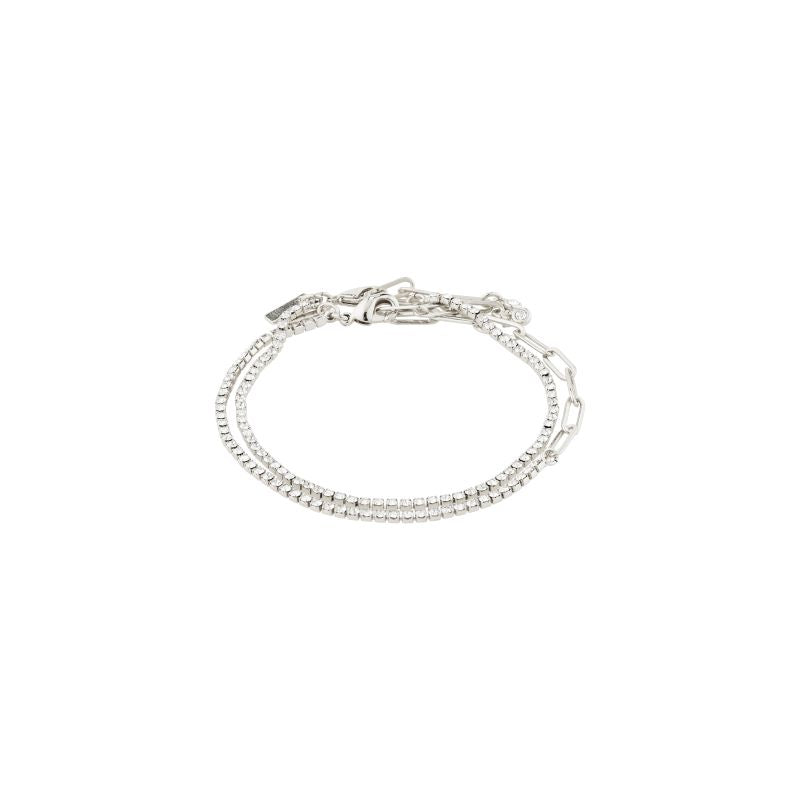 pilgrim rowan silver 2 in 1 bracelet