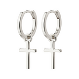 pilgrim daisy silver hoop cross earring