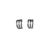 Triple Hoop Huggie Earring - Silver