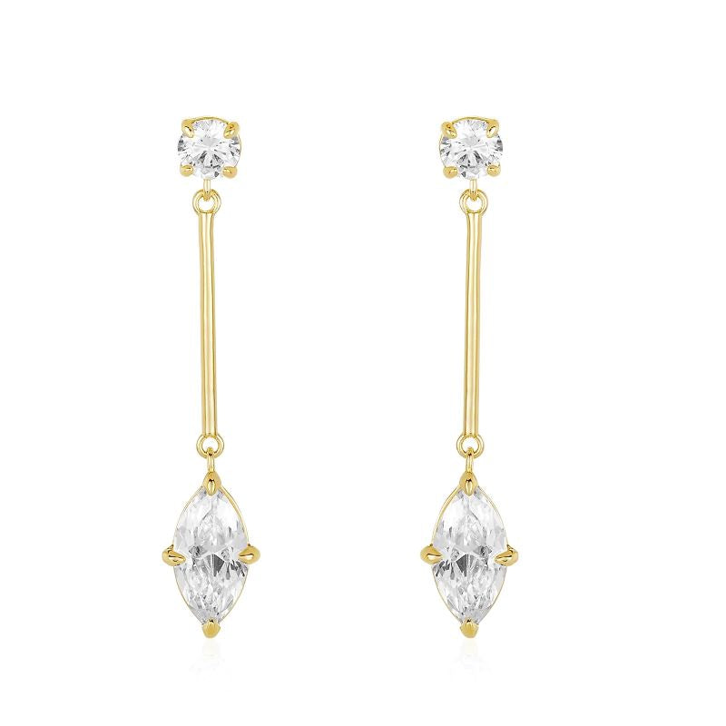 melinda maria marquis diamond drop gold cz earrring