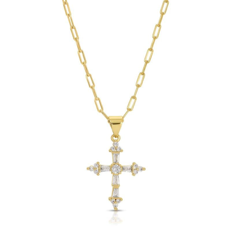 joy dravecky princess cross cz necklace