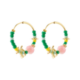 pilgrim pause pearl gold green hoop earring