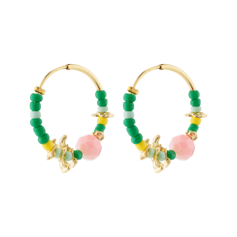 pilgrim pause pearl gold green hoop earring