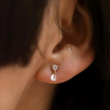 Sparkly CZ Stud w/Pear Drop Earring