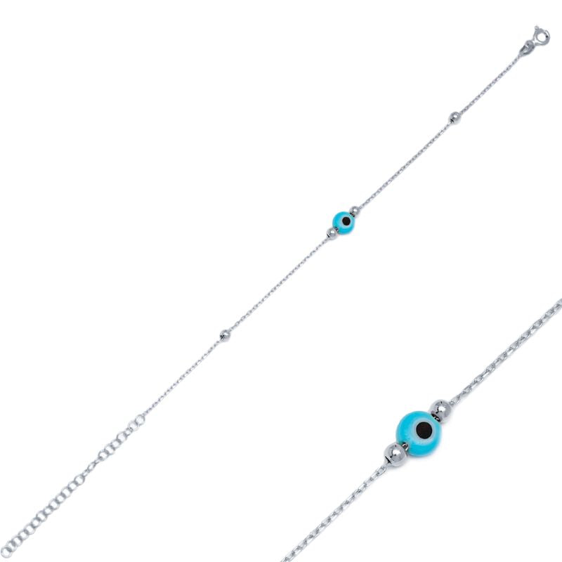 theia tiny evil eye charm bracelet rhodium