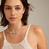 pilgrim wave chunky silver necklace