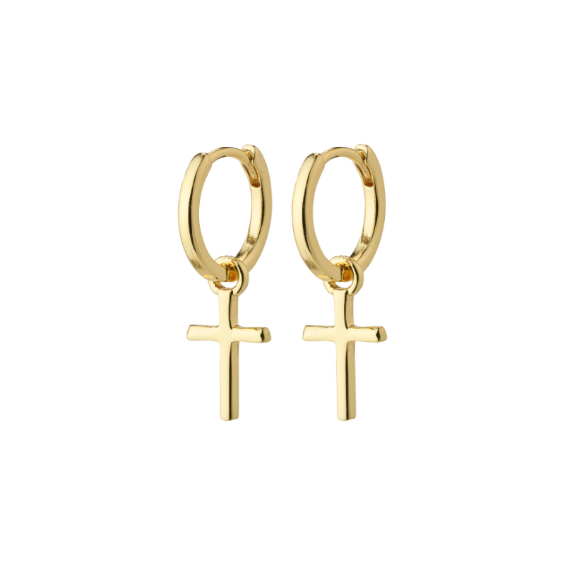 pilgrim daisy gold hoop cross earring