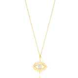theia turkish evil eye gold charm necklace