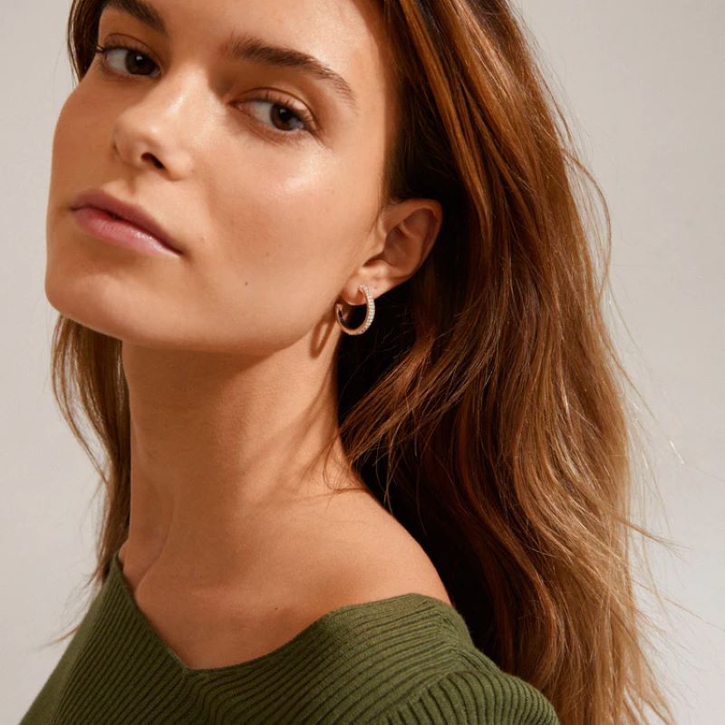 pilgrim heat silver crystal hoop earring