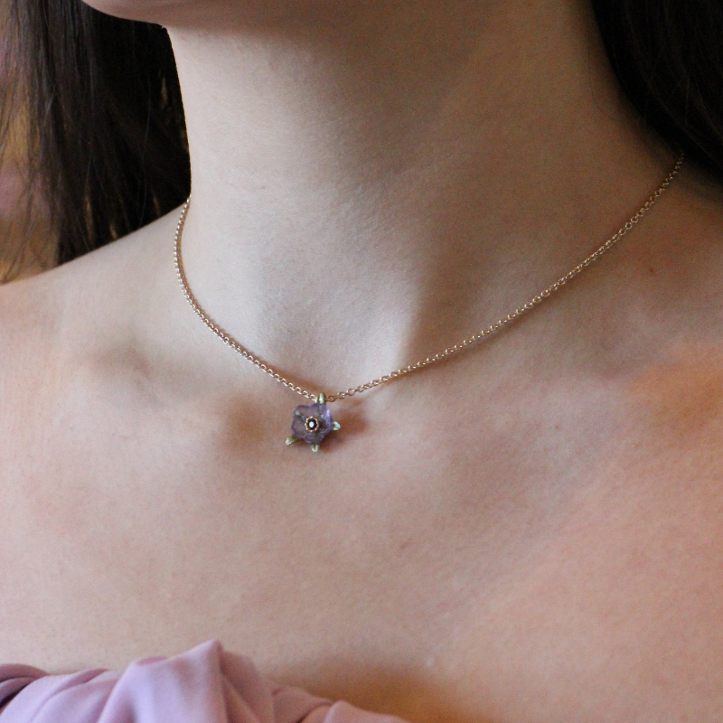 michael michaud french bouquet purple flower necklace