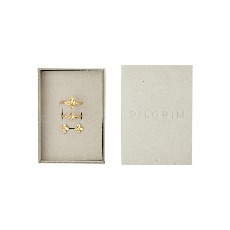 pilgrim sanine gold ring stud set