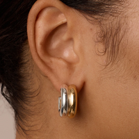 gorjana lou stacked gold silver hoop earring