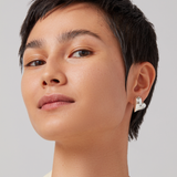 jenny bird art heart button symmetrical stud earring silver