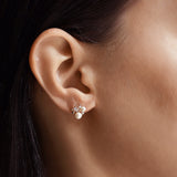 Pearl and CZ Cluster Stud Earring
