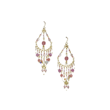 machu picchu seed bead chandelier pastel pink earring