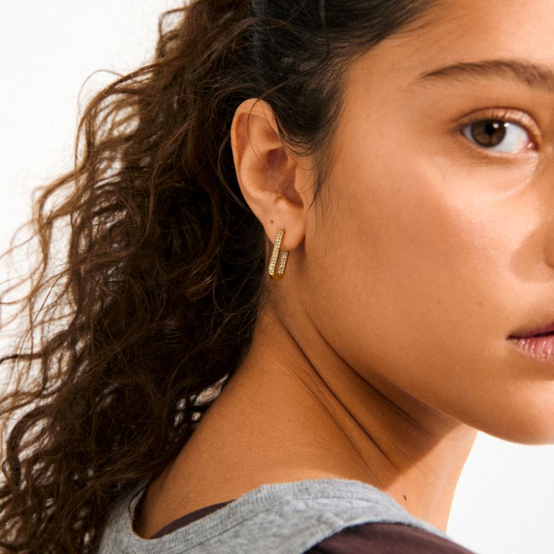 pilgrim phase gold oval hoop earring
