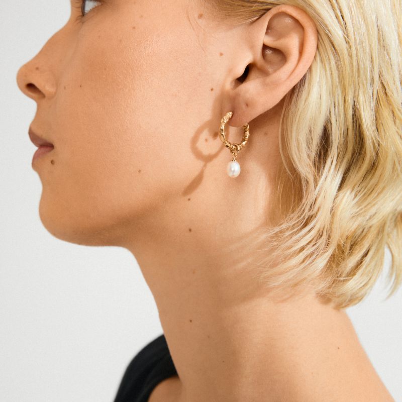pilgrim shift gold pearl hoop earring