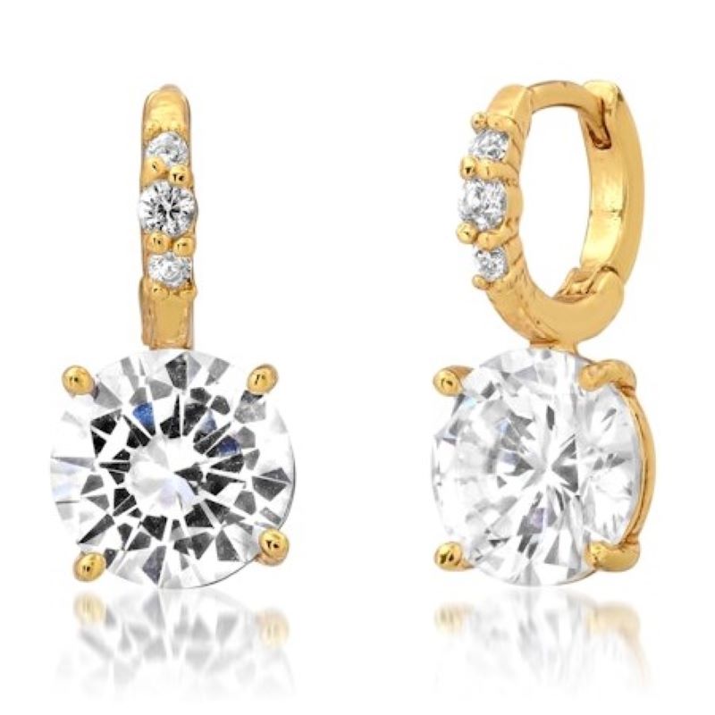 tai solitaire cz gold huggie