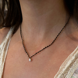 prima crocheted beaded teardrop white seed pearl necklace