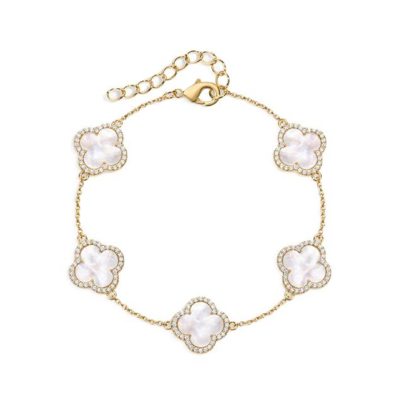 electric picks icon gold white mother of pearl bracelet