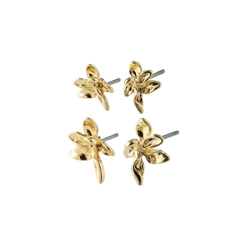 pilgrim riko 2 in 1 gold earring set