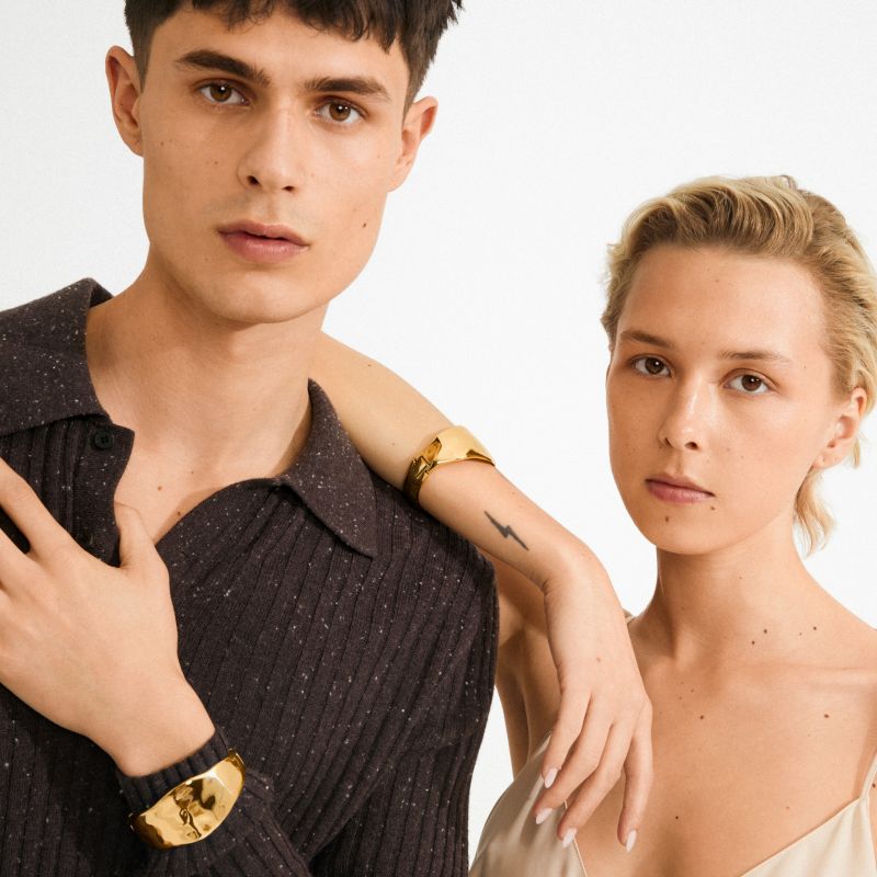 pilgrim sparkle gold statement bangle