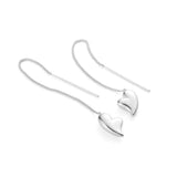 jenny bird puffy heart  silver threader earring