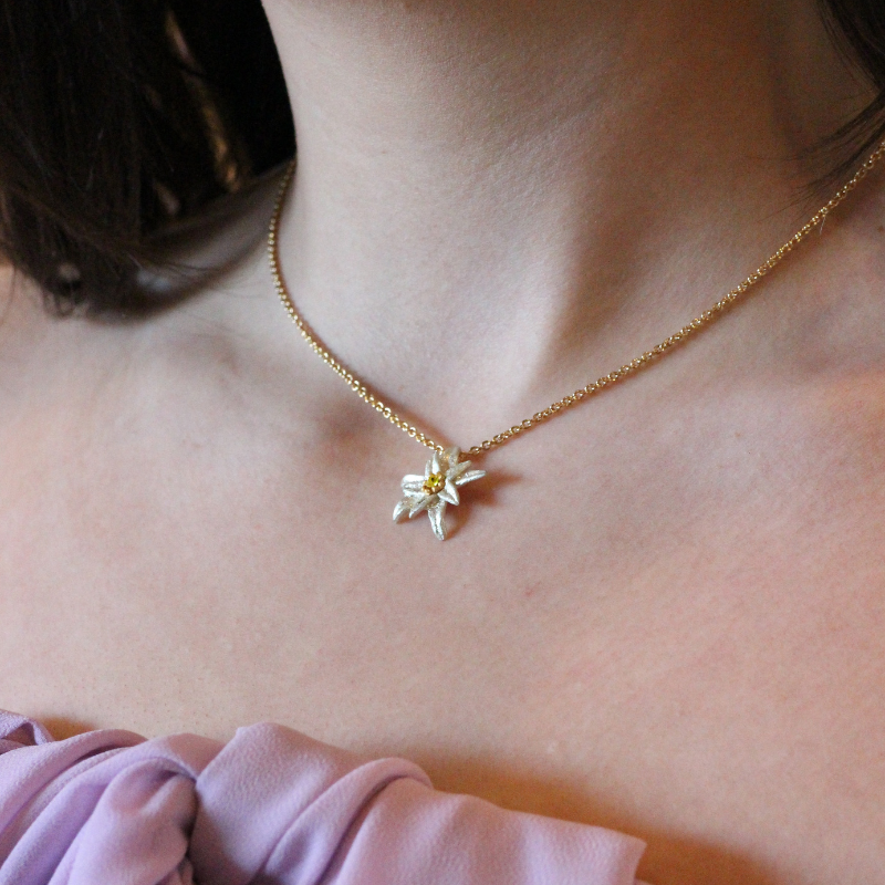 michael michaud edelweiss flower pendant necklace