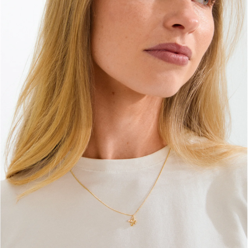 pilgrim trace gold flower necklace