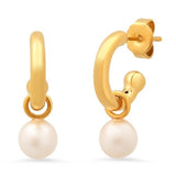 tai small gold pearl hoop earring'