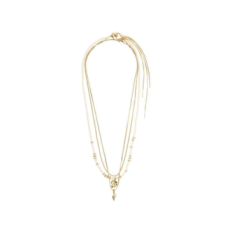 pilgrim sea gold 3 in 1 white necklace set