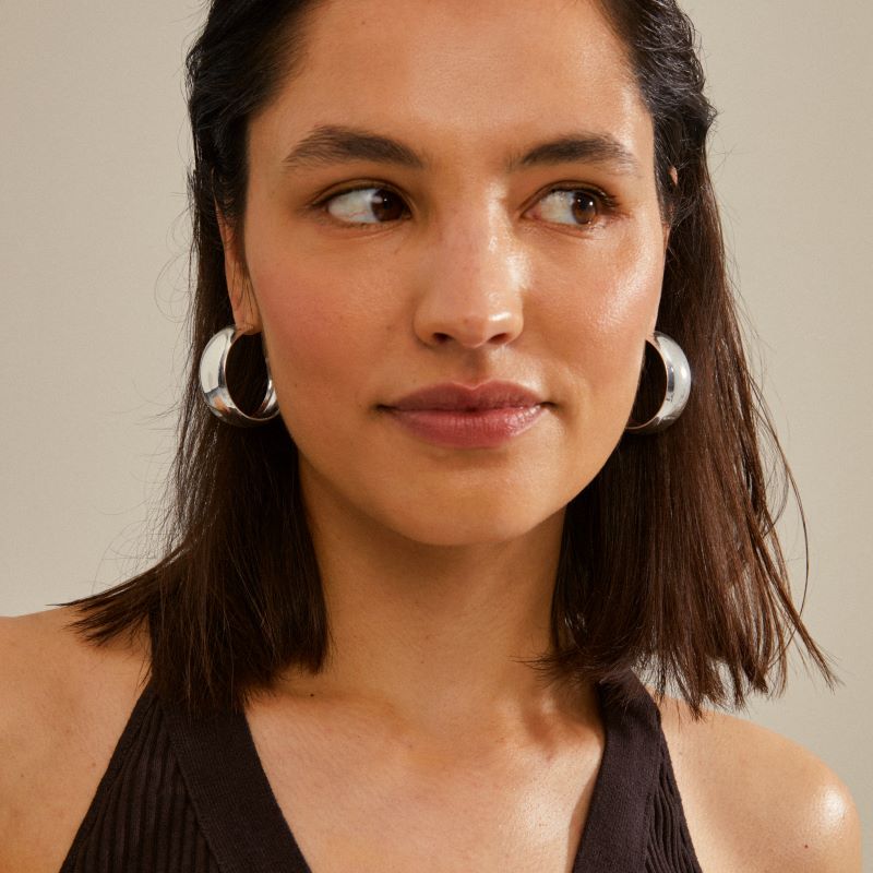 pilgrim naia chunky silver hoop earring