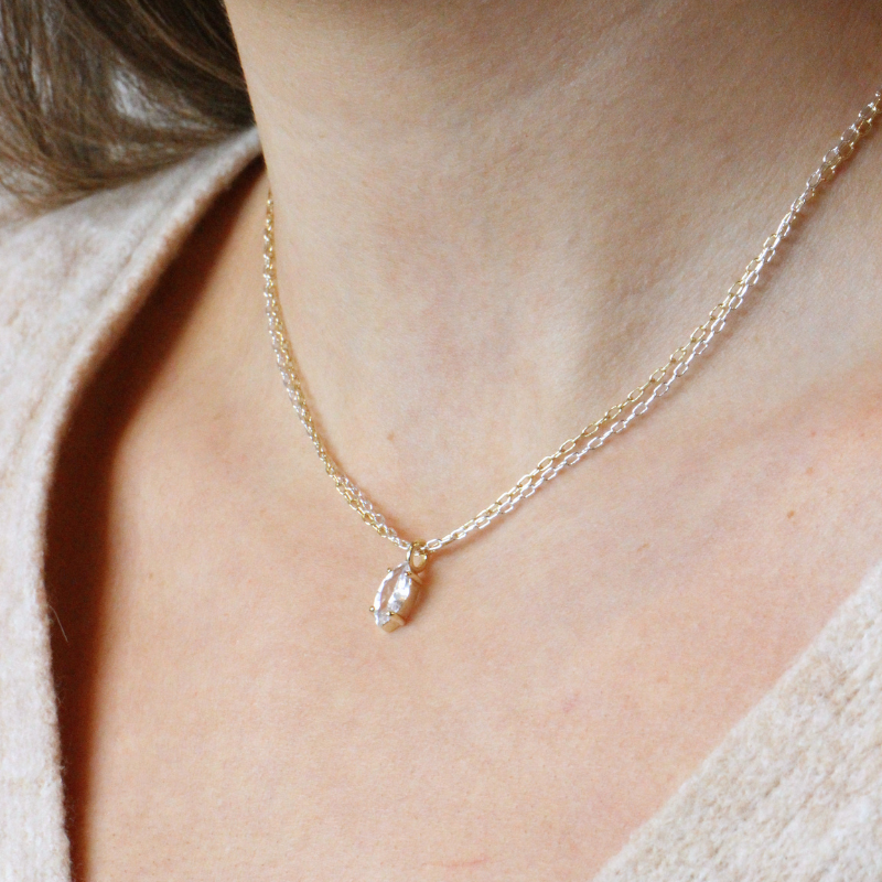 electric picks lennon gold silver cz necklace
